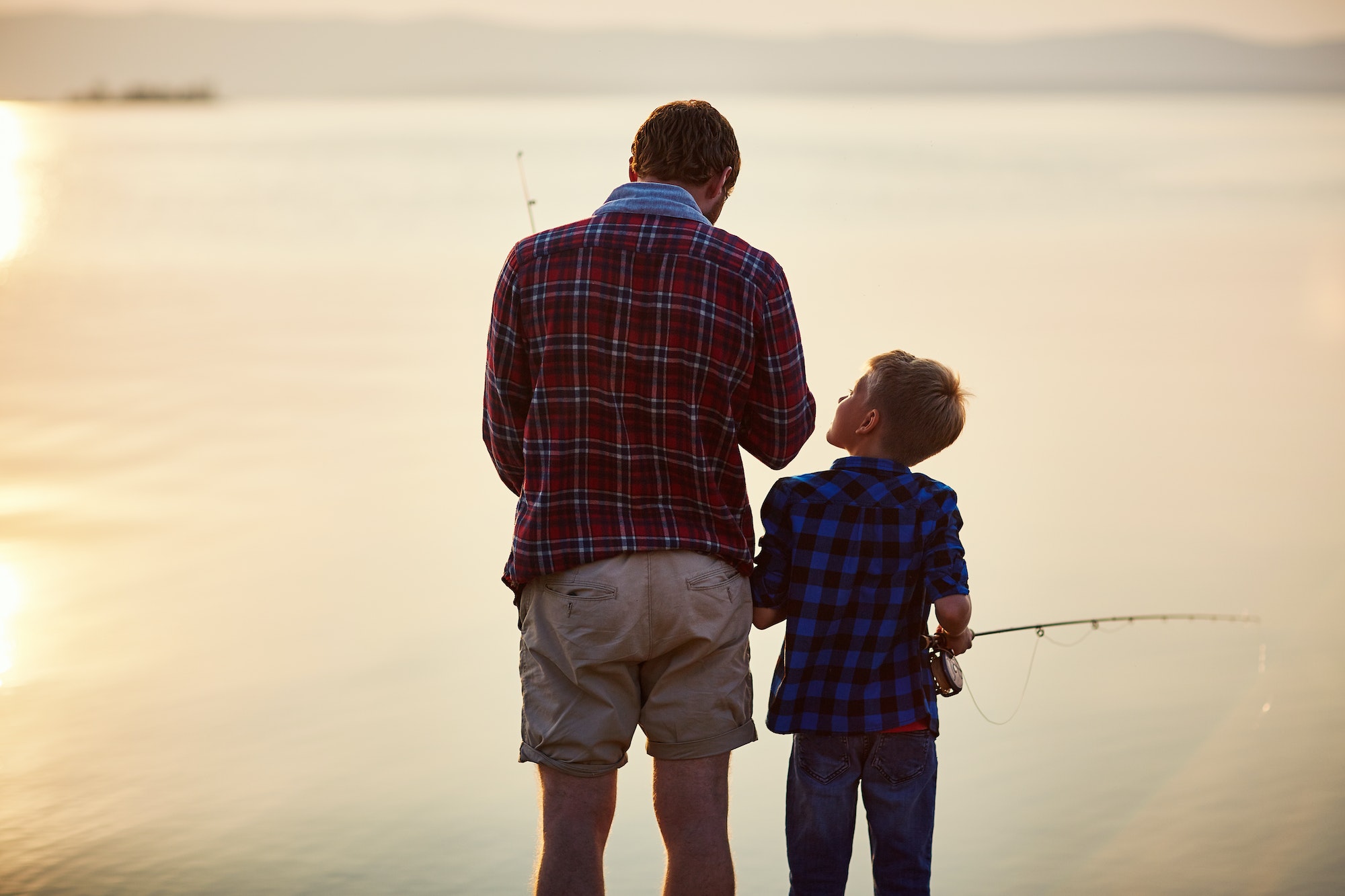 fishing at sunset