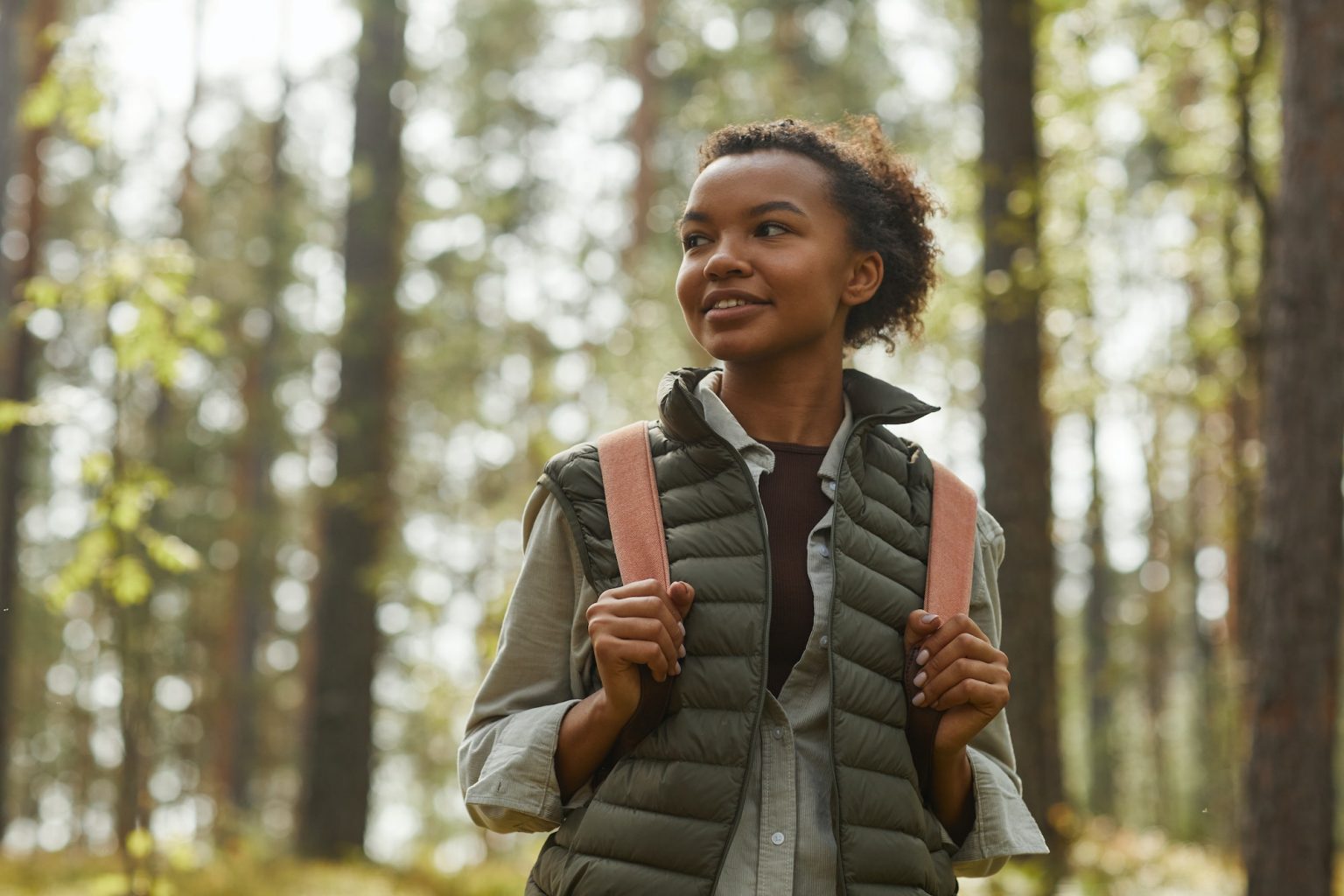 young woman hiking